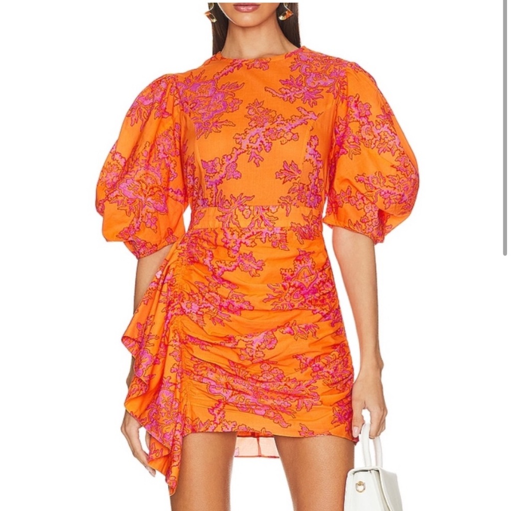 RHODE Asymmetrical Dress in Orange and Pink